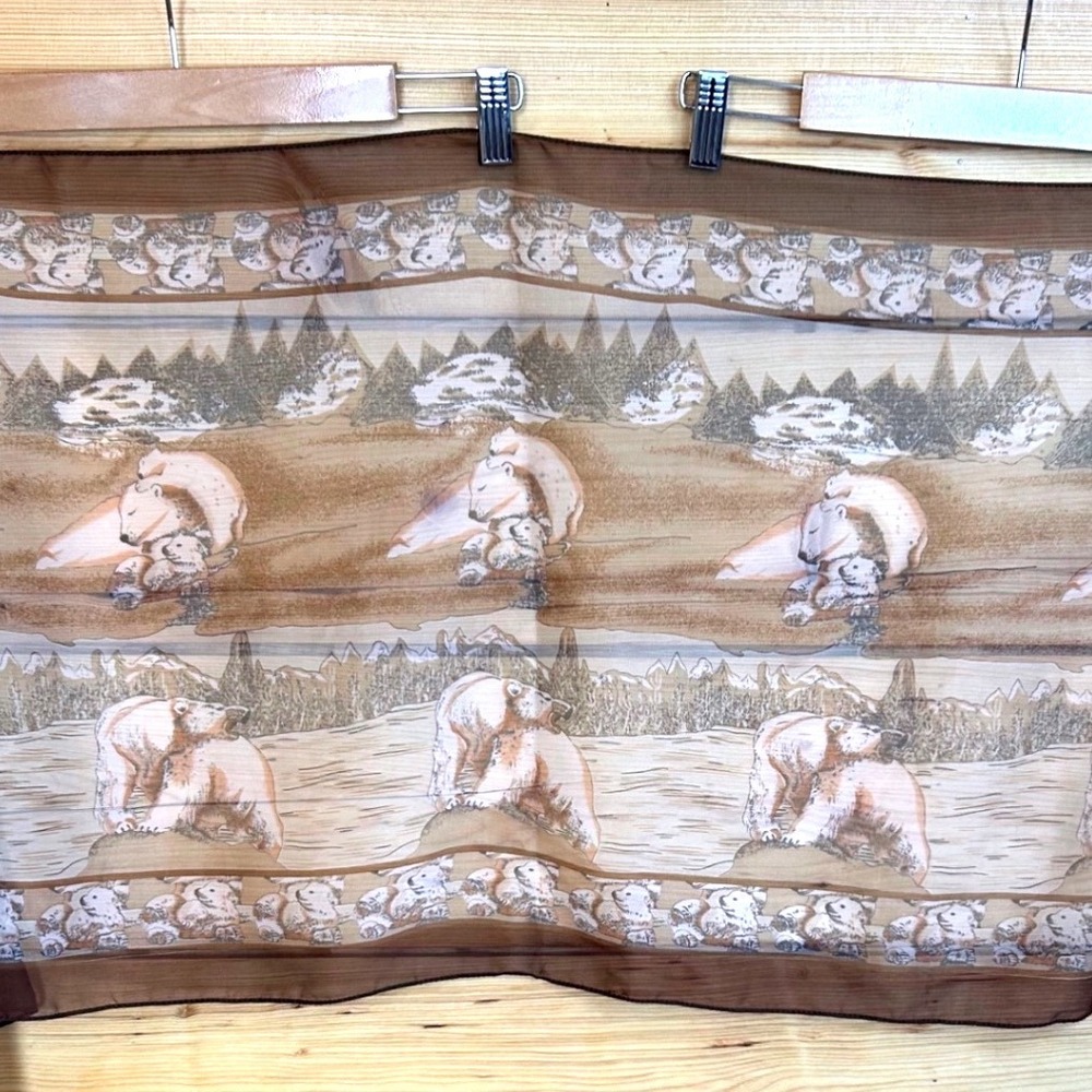 Polar Bear Nature Print Sheer Scarf Brown Tan Wildlife Landscape Accessory